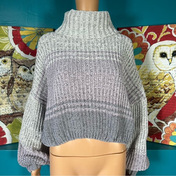MM by My Michelle Sweater Ombre Gray Chunky Turtleneck Large - Picture 1 of 8